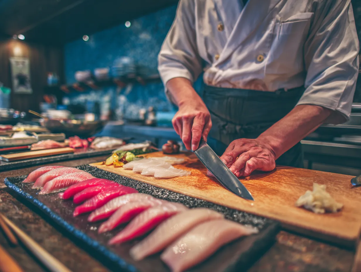 Upscale sushi restaurant interior design with traditional Japanese elements Las Vegas