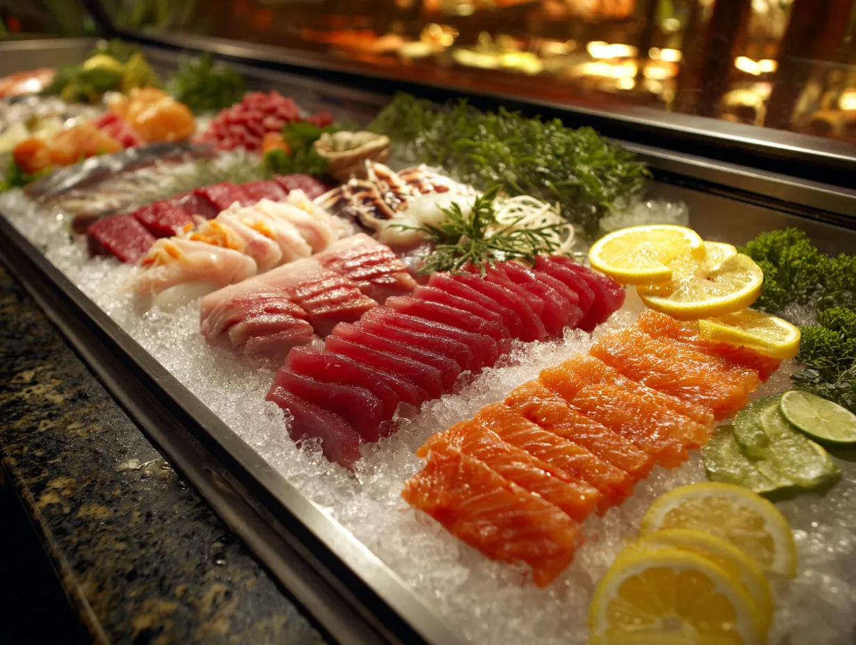 Expert sushi chef cutting fresh fish with traditional Japanese blade techniques